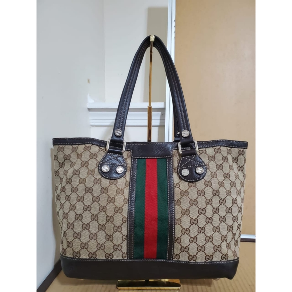 Authentic Gucci Monogram Canvas Medium Tote Bag